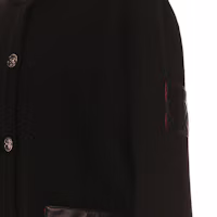 Shop CHANEL 秋冬 2024 黑色皮革單排扣外套 P77874-K11239-94305