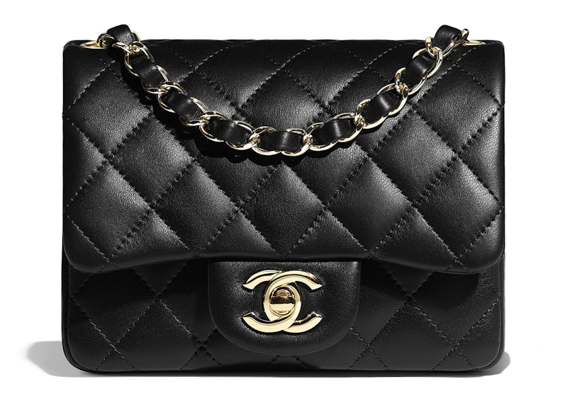 Buy Chanel Tas Selempang Mini Kulit Domba Hitam dengan Aksen Emas