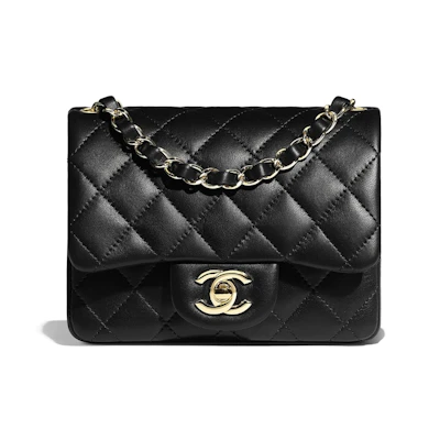 Chanel Flap Bag Mini Lambskin Gold-tone Black