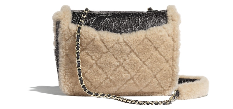 Chanel Flap Bag Shearling CC Black/Beige 圖 2
