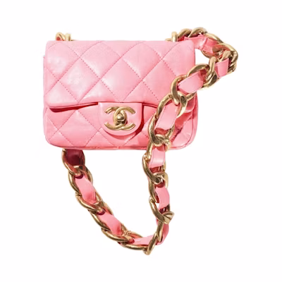 Chanel Flap Bag with Chunky Chain Strap Mini 22S Lambskin Coral Pink