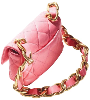 Tas Chanel Flap Rantai Tebal Mini 22S Lambskin Coral Merah Muda Order Tas Chanel Flap Rantai Tebal Mini 22S Lambskin Coral Merah Muda