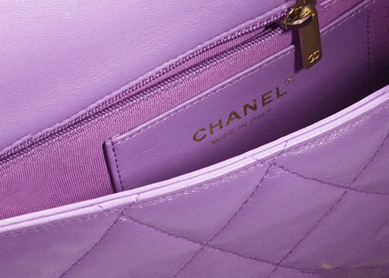 Chanel Flap Bag with Chunky Chain Strap Small 22S Lambskin Purple Lookbook Chanel Flap Bag with Chunky Chain Strap Small 22S Lambskin Purple