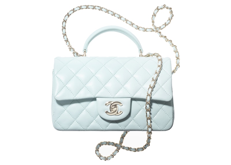 Chanel Flap Bag with Top Handle Mini Baby Blue