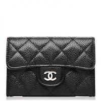 Chanel Flap Card Holder Quilted Caviar Silver-tone Black Chanel Flap Card Holder Quilted Caviar Silver-tone Black