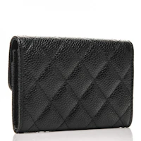 Order Chanel Porta Tarjetas Acolchado Caviar Negro con Detalles Plateados