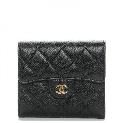 Chanel Flap Compact Wallet Quilted Caviar Gold-tone Black Buy Chanel Flap Compact Wallet Quilted Caviar Gold-tone Black