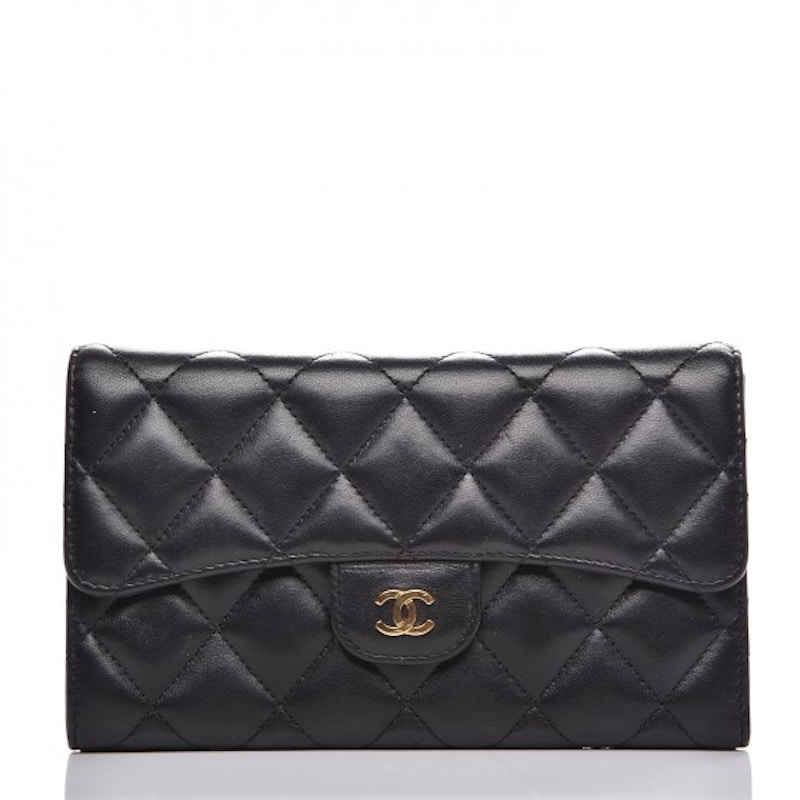 Chanel Flap Wallet Diamond Quilted Large Black