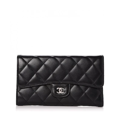 Chanel Flap Wallet Quilted Diamond Large Black