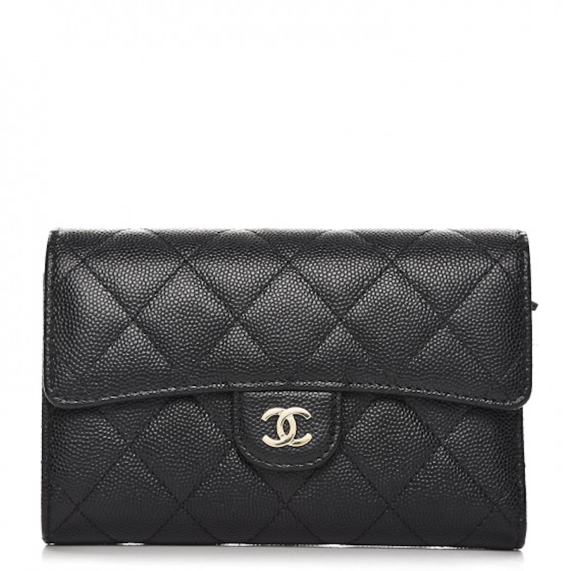 Chanel Flap Wallet Quilted Diamond Small Caviar Black