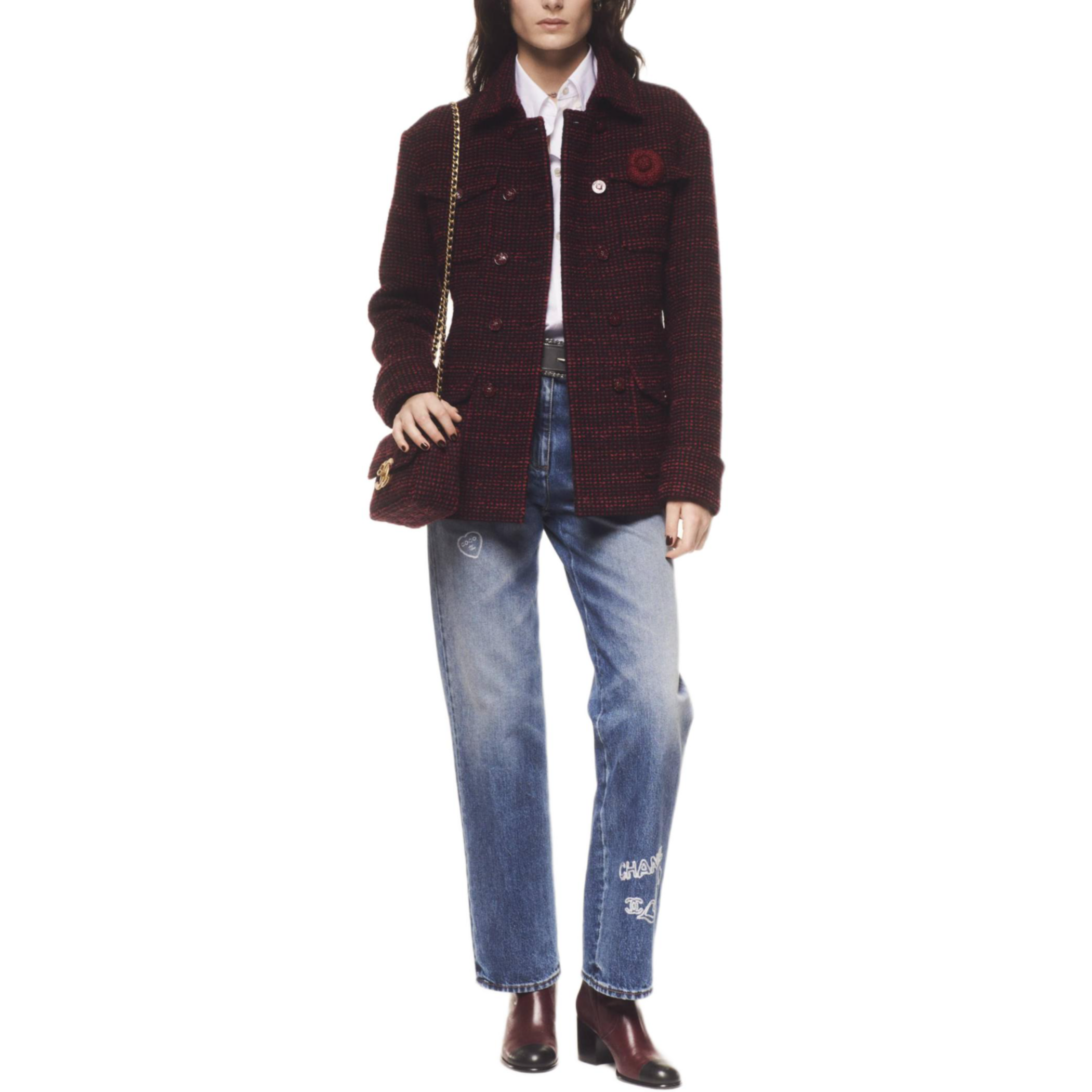 Lookbook シャネル FW24 秋冬 ロゴプリント ミッドライズ ブルーデニムジーンズ レディース P78110-V70080-NZM12