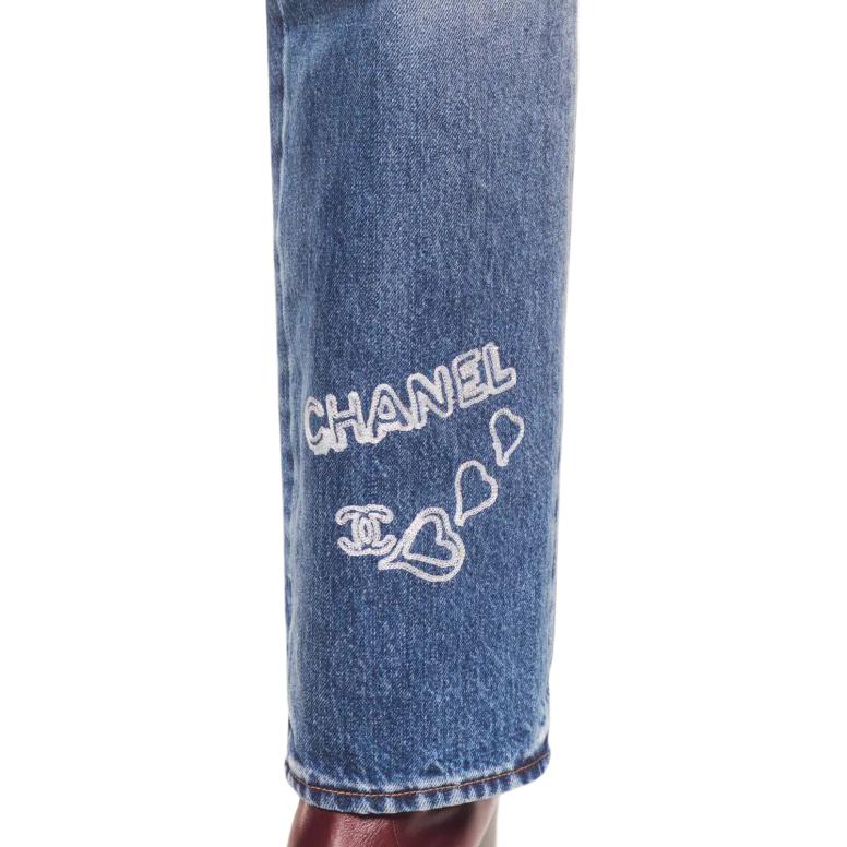 Details for シャネル FW24 秋冬 ロゴプリント ミッドライズ ブルーデニムジーンズ レディース P78110-V70080-NZM12