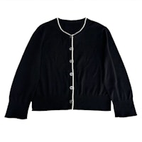 CHANEL FW24 Solid Knit Cardigan Black 3/4 Sleeve Sweater. P77861-K11237-NZR68 CHANEL FW24 Solid Knit Cardigan Black 3/4 Sleeve Sweater. P77861-K11237-NZR68
