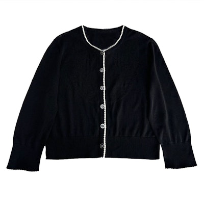 CHANEL FW24 Solid Knit Cardigan Black 3/4 Sleeve Sweater. P77861-K11237-NZR68 Buy CHANEL FW24 Solid Knit Cardigan Black 3/4 Sleeve Sweater. P77861-K11237-NZR68