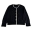 Order CHANEL FW24 Solid Knit Cardigan Black 3/4 Sleeve Sweater. P77861-K11237-NZR68