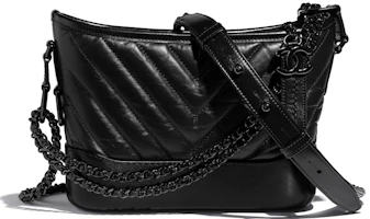 Chanel Gabrielle Hobo Bag Aged/Smooth Calfskin Black Metal Small Black Chanel Gabrielle Hobo Bag Aged/Smooth Calfskin Black Metal Small Black