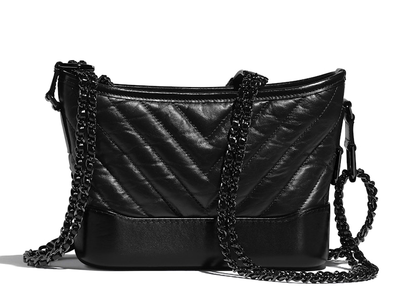 Order 香奈兒Gabrielle Hobo包 老化/光滑小牛皮 黑色金屬 小號 黑色