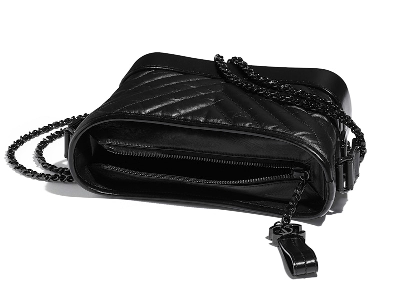 Lookbook 香奈兒Gabrielle Hobo包 老化/光滑小牛皮 黑色金屬 小號 黑色