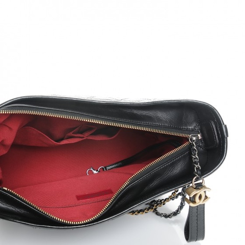 Lookbook 香奈兒Gabrielle流浪包菱格紋做舊小牛皮金銀色中號黑色