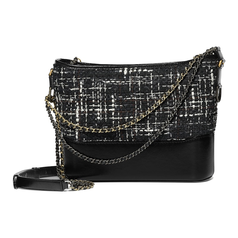 Order 香奈兒 Gabrielle 羔羊皮斜背包，銀/金色調，黑色多彩。