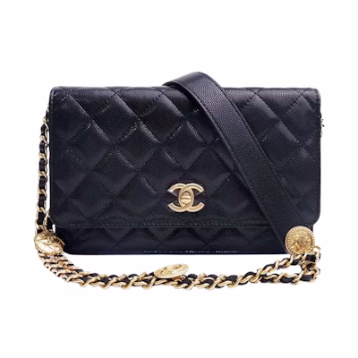 Chanel Gold Coin Chain Black Wallet On Chain Black (AP2840-B08447-94305)