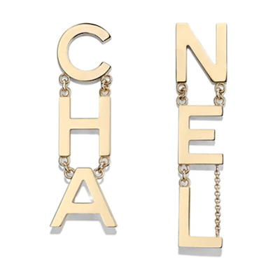 CHANEL Gold Large Logo Letter Earrings AB1441-X01060-Z0000