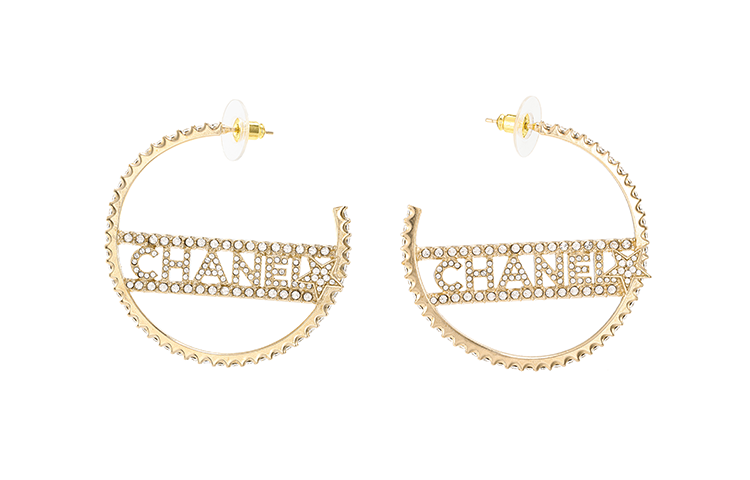 CHANEL Gold Letter Logo Metal Rhinestone Earrings. AB8064-B07810-NH432 圖 3