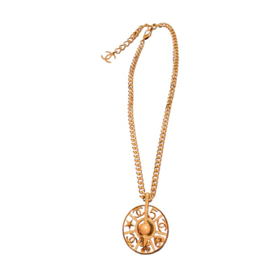 CHANEL Gold Letter Logo Necklace Unisex Couple Design. AB8333B07969NH910