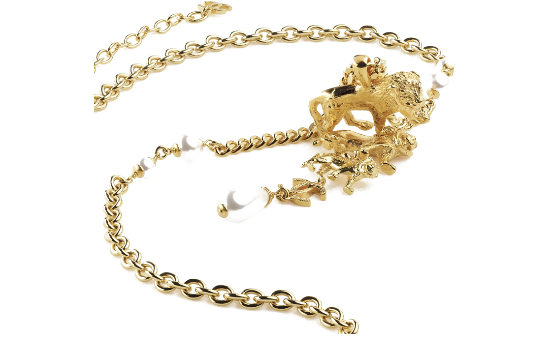 CHANEL Gold Lion Pendant Pearl Long Necklace. AB8768- B08713-NJ356 圖 3
