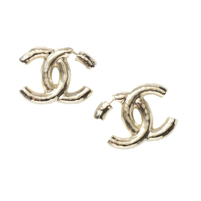 Chanel Gold Metal Earrings Gold