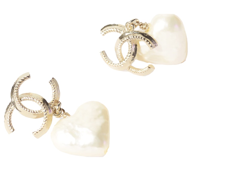 Order Chanel Gold/Pearly White Earrings Gold