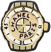 CHANEL Gold Watch Design Brooch Unisex Couple Style. ABB394-B13569-NQ147 CHANEL Gold Watch Design Brooch Unisex Couple Style. ABB394-B13569-NQ147