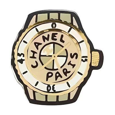 CHANEL Gold Watch Design Brooch Unisex Couple Style. ABB394-B13569-NQ147