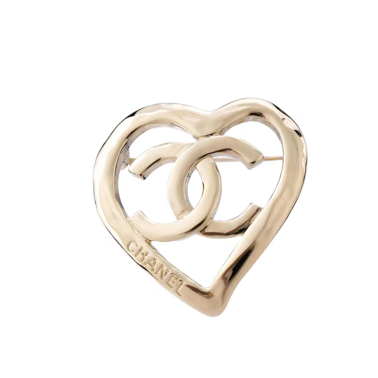 CHANEL Heart-Shaped Hollow Metal Brooch Gold AB7896-B07713-NG966 圖 3
