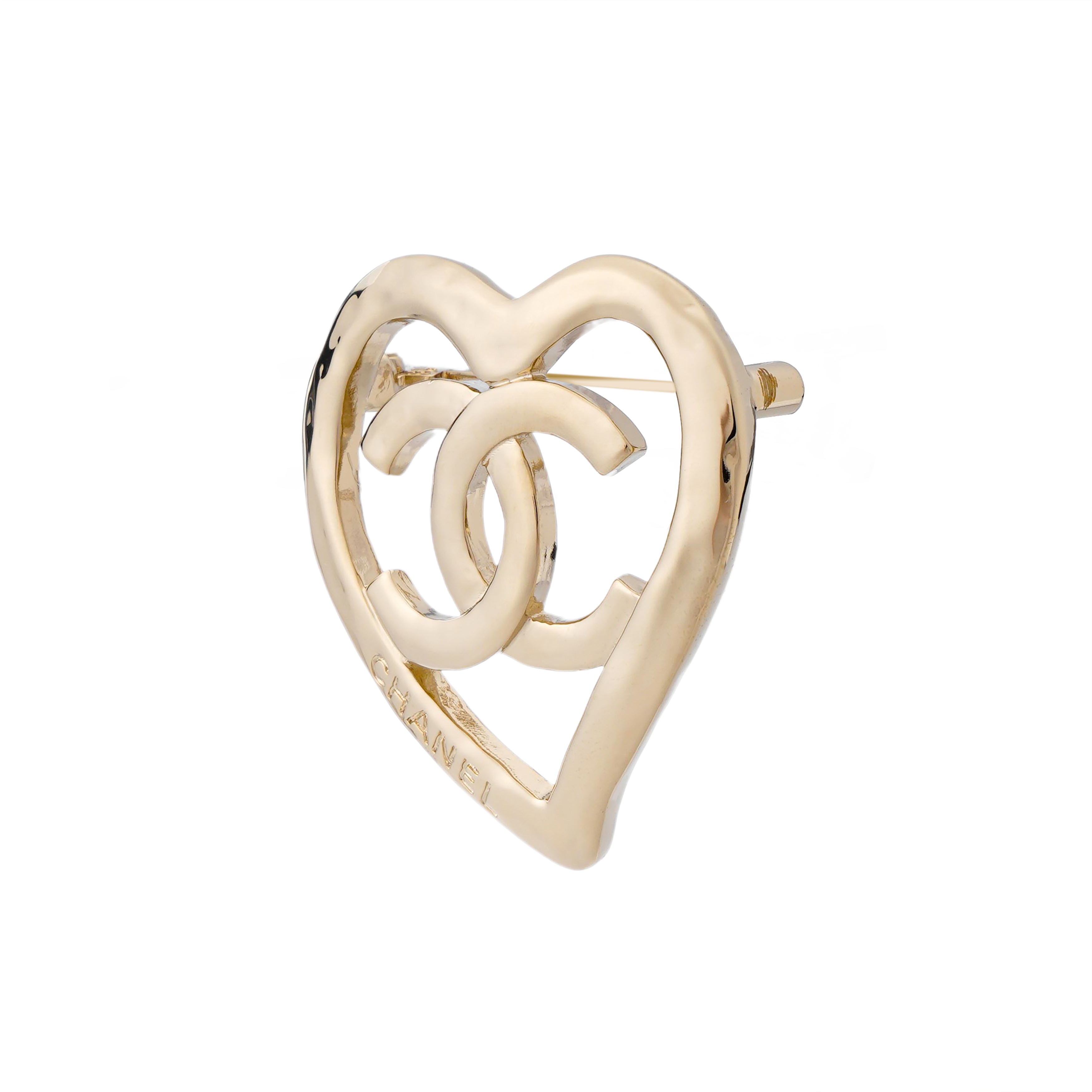 CHANEL Heart-Shaped Hollow Metal Brooch Gold AB7896-B07713-NG966 圖 4