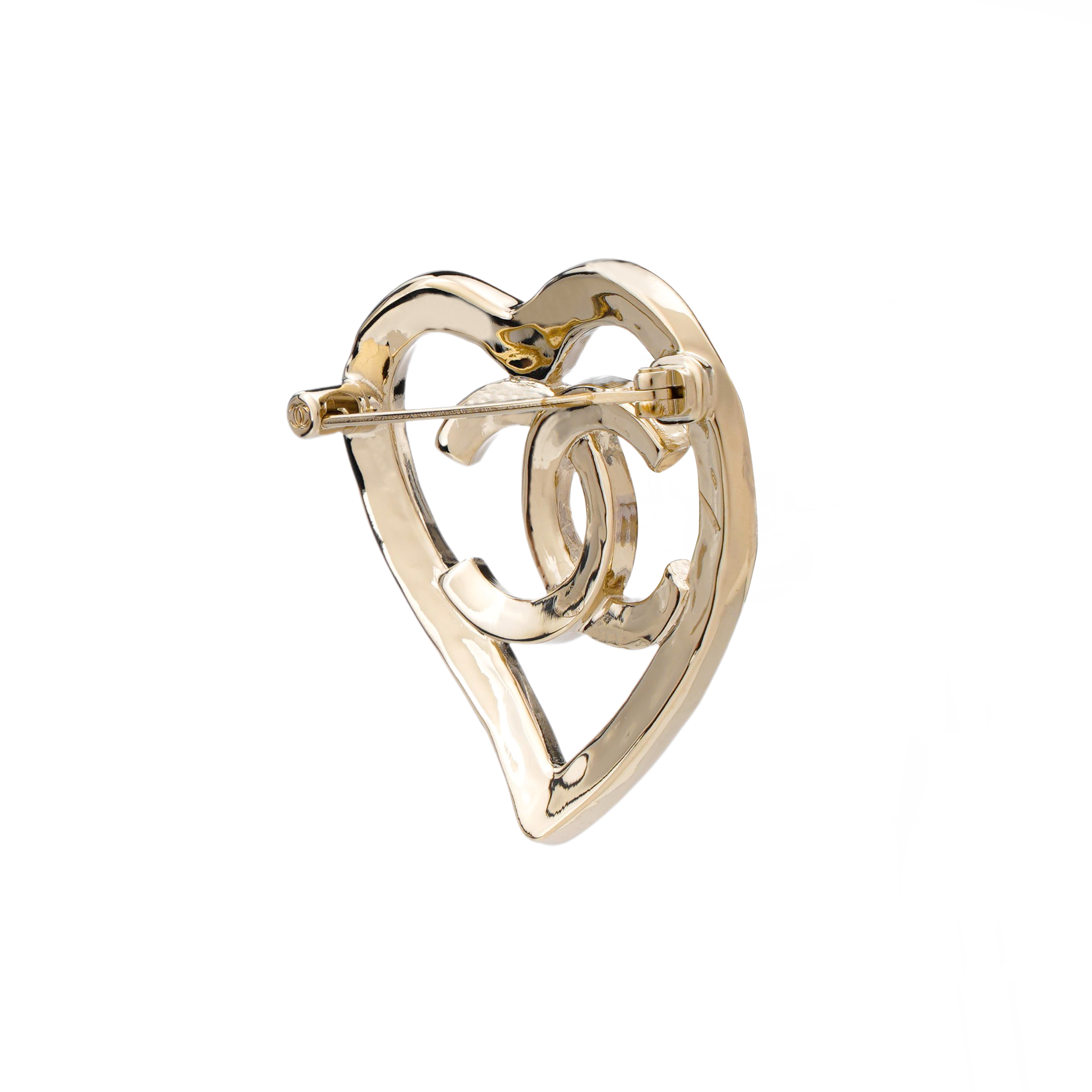 CHANEL Heart-Shaped Hollow Metal Brooch Gold AB7896-B07713-NG966 圖 5