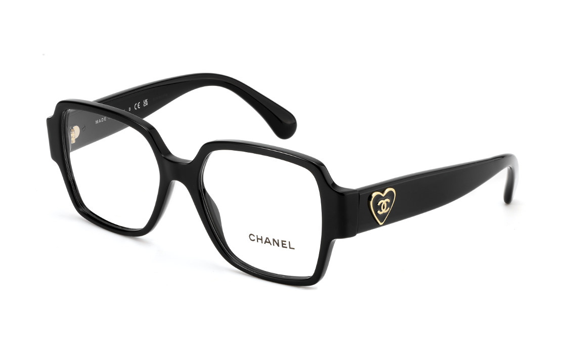 Chanel Heart-Shaped Square Optical Glasses Black Frame Unisex Couple Edition. CH3438-C501