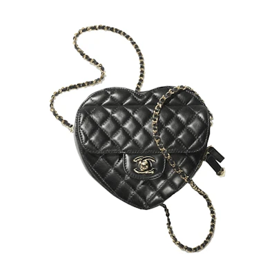 Chanel Heart Bag 22S Black Lambskin