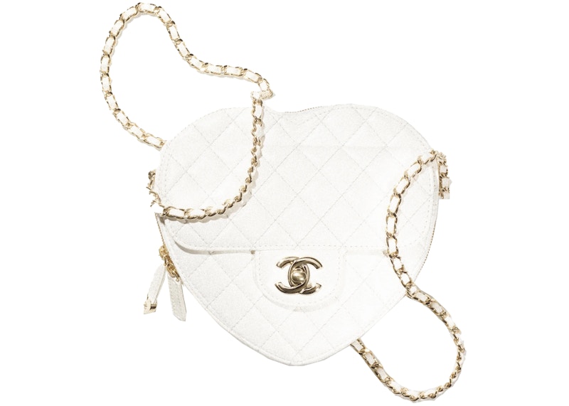 Chanel Heart Bag 22S White Lambskin