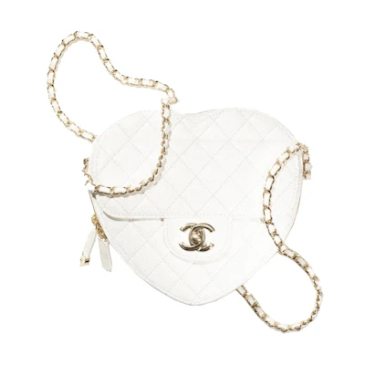Chanel Heart Bag 22S White Lambskin