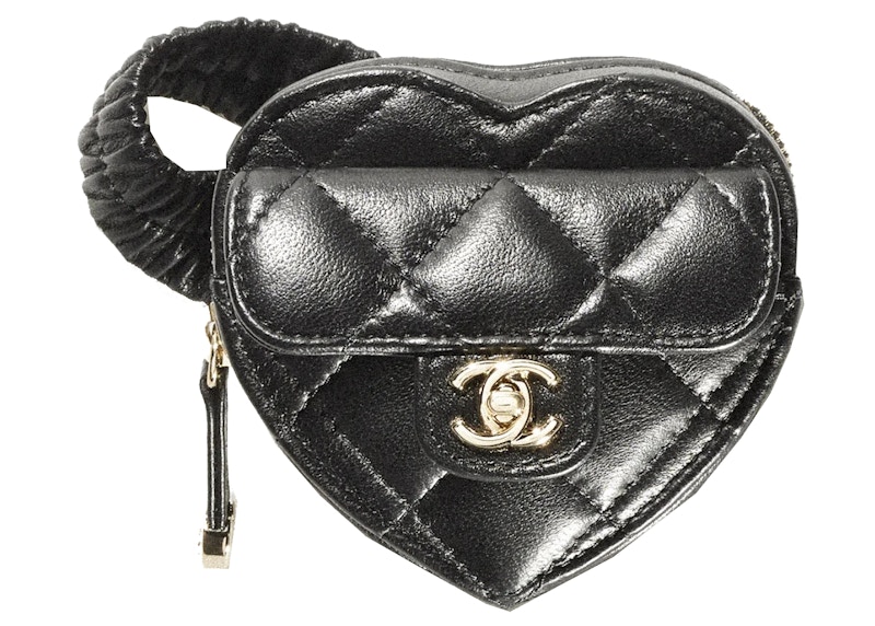 Chanel Heart Clutch With Chain 22S Black Lambskin
