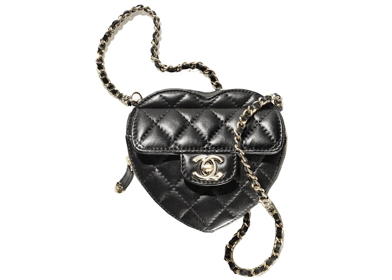 Chanel Heart Clutch With Chain 22S Mini Black Lambskin