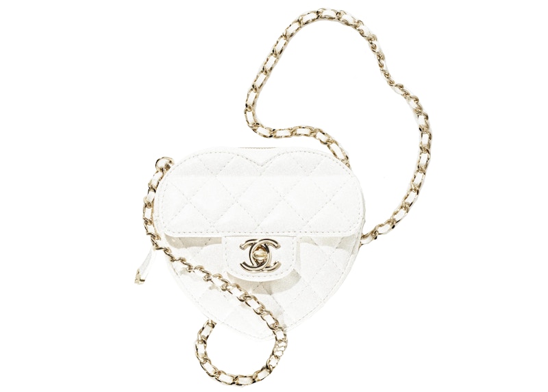 Chanel Heart Clutch With Chain 22S White Lambskin