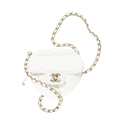 Chanel Heart Clutch With Chain 22S White Lambskin