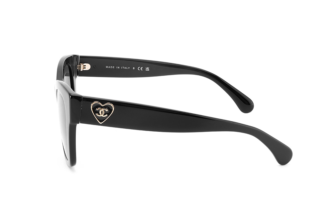 Lookbook 香奈儿亚洲限定款心形墨镜 长方形灰色镜片黑色 男女通用 CH5478A-C501