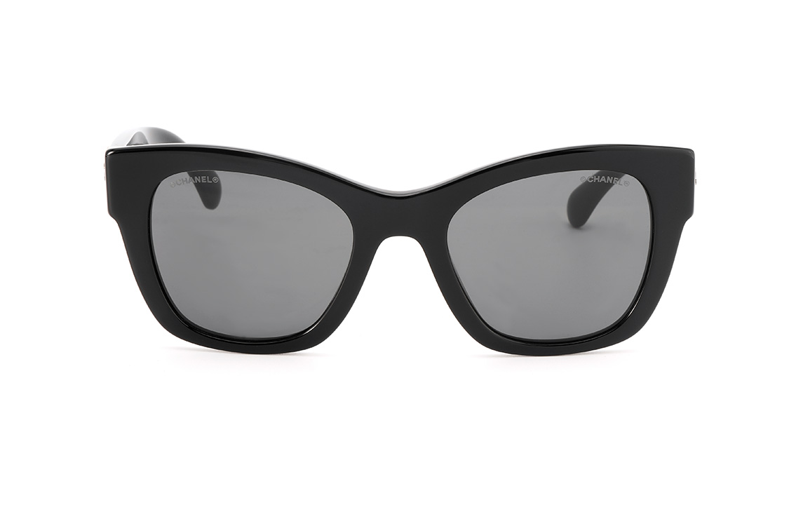 Shop 香奈儿亚洲限定款心形墨镜 长方形灰色镜片黑色 男女通用 CH5478A-C501