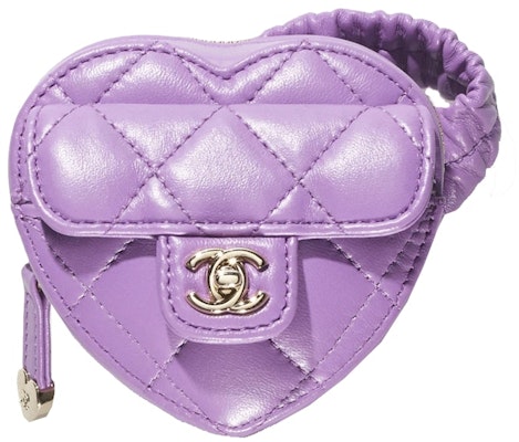 Chanel Heart Zipped Arm Coin Purse 22S Purple Lambskin Buy Chanel Heart Zipped Arm Coin Purse 22S Purple Lambskin