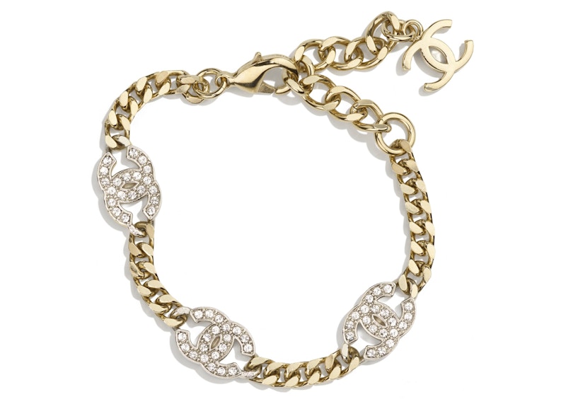 Chanel Interlocking Bracelet Gold/Silver/Crystal