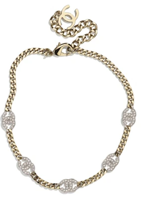Kalung Choker Chanel Interlocking Emas/Perak/Kristal Buy Kalung Choker Chanel Interlocking Emas/Perak/Kristal
