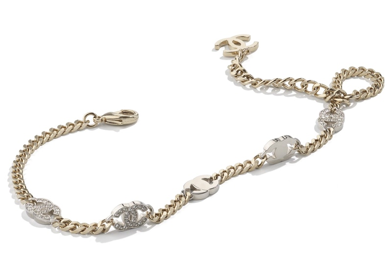 Chanel Interlocking Choker Necklace Gold/Silver/Crystal 圖 2